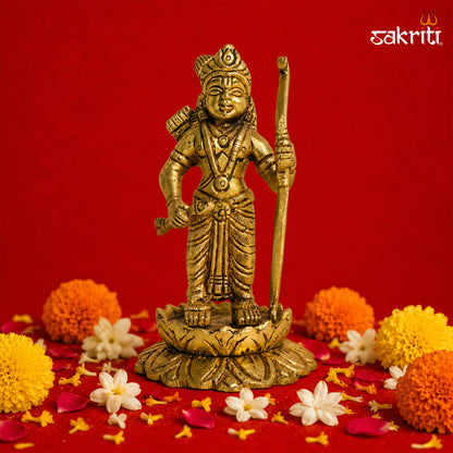 Sacred Needs Brass Ram Lalla Idol – 4.6 Inch (11.7 cm) Height | Lord Ram Statue for Pooja Room, Temple & Spiritual Home Décor