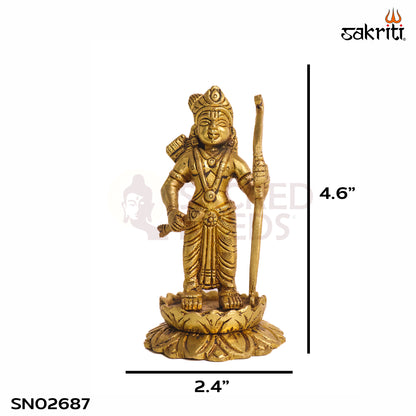 Sacred Needs Brass Ram Lalla Idol – 4.6 Inch (11.7 cm) Height | Lord Ram Statue for Pooja Room, Temple & Spiritual Home Décor