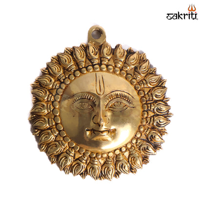 Sacred Needs Brass Sun Plate – 6 Inch (15.2 cm) Diameter | Traditional Brass Surya Decorative Wall Plate for Pooja & Home Décor