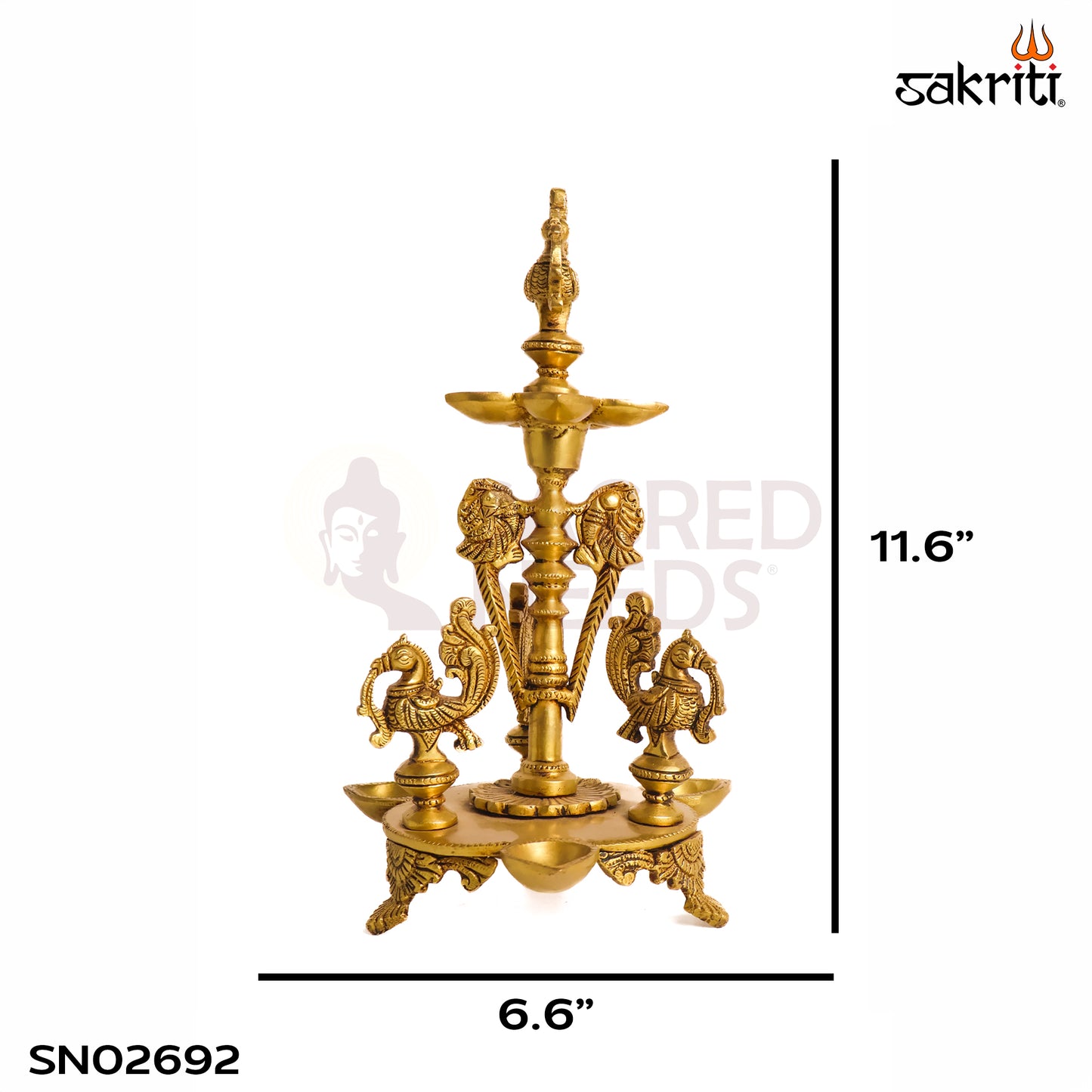 Sacred Needs Brass Annam Lamp – 11.6 Inch (29.5 cm) Height | Traditional Brass Oil Lamp for Pooja, Temple Rituals & Festive Décor
