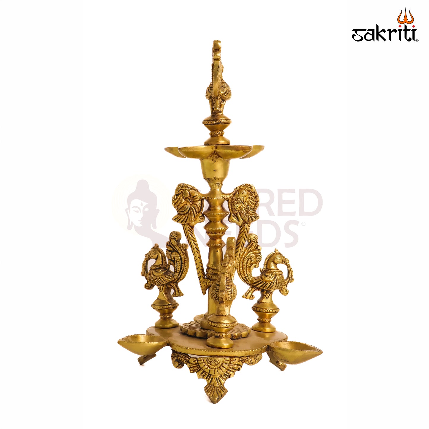 Sacred Needs Brass Annam Lamp – 11.6 Inch (29.5 cm) Height | Traditional Brass Oil Lamp for Pooja, Temple Rituals & Festive Décor