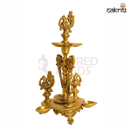 Sacred Needs Brass Annam Lamp – 11.6 Inch (29.5 cm) Height | Traditional Brass Oil Lamp for Pooja, Temple Rituals & Festive Décor