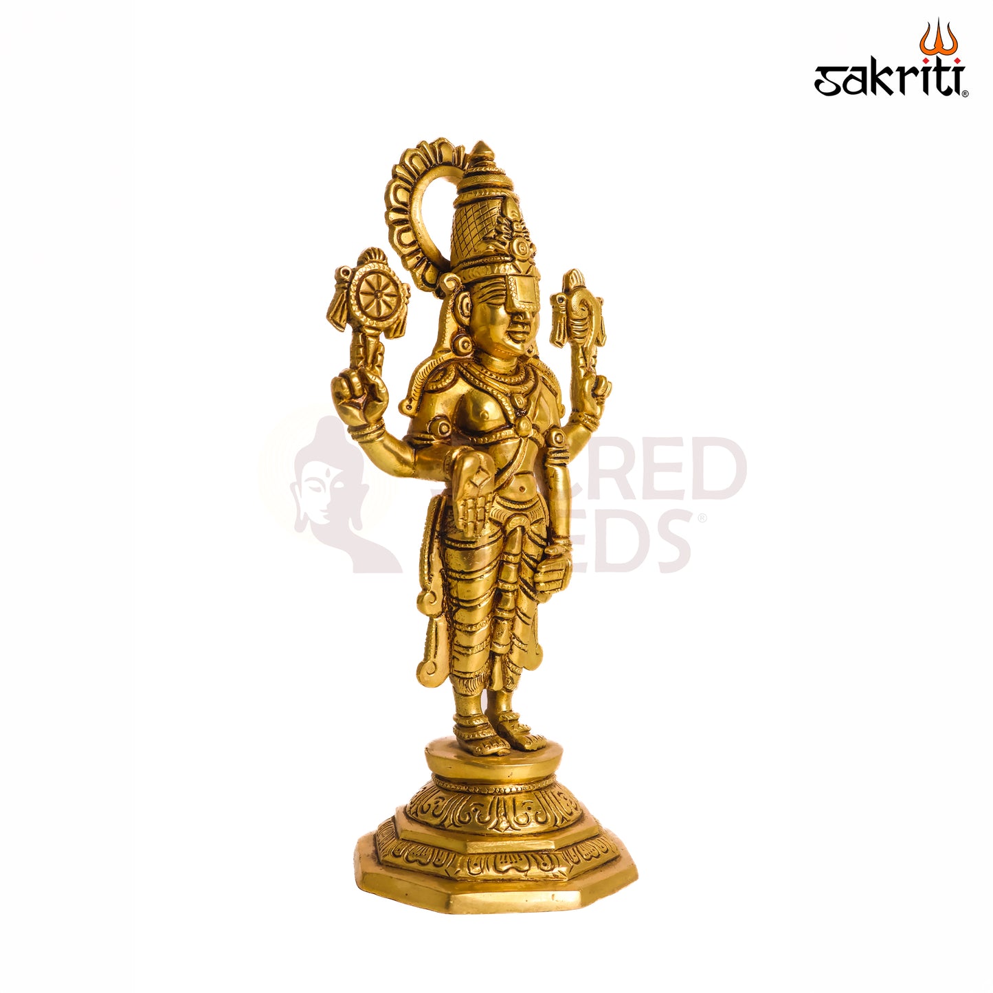 Sacred Needs Brass Balaji Idol – 11 Inch (27.9 cm) Height | Lord Venkateswara Statue for Temple, Pooja Room & Spiritual Home Décor