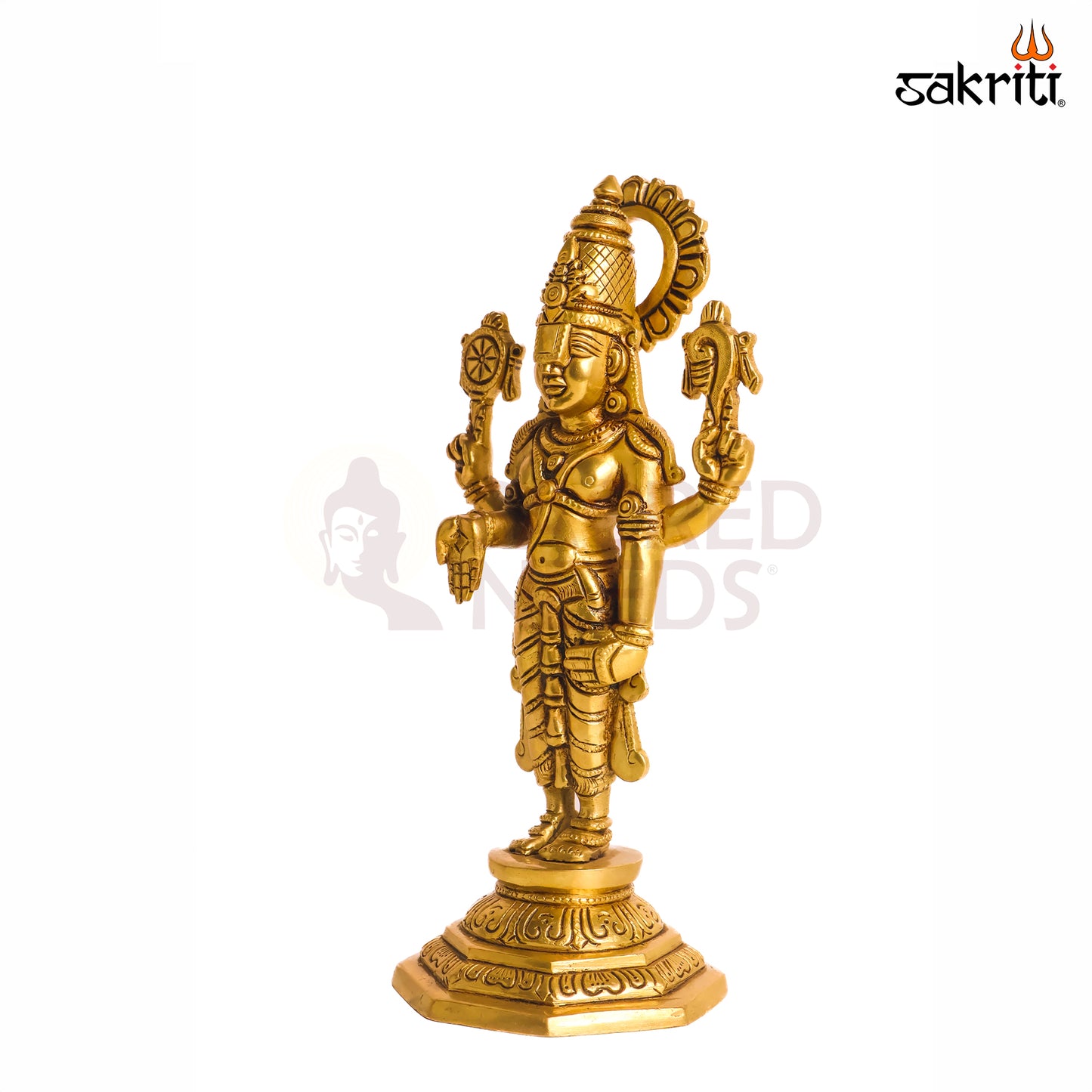 Sacred Needs Brass Balaji Idol – 11 Inch (27.9 cm) Height | Lord Venkateswara Statue for Temple, Pooja Room & Spiritual Home Décor