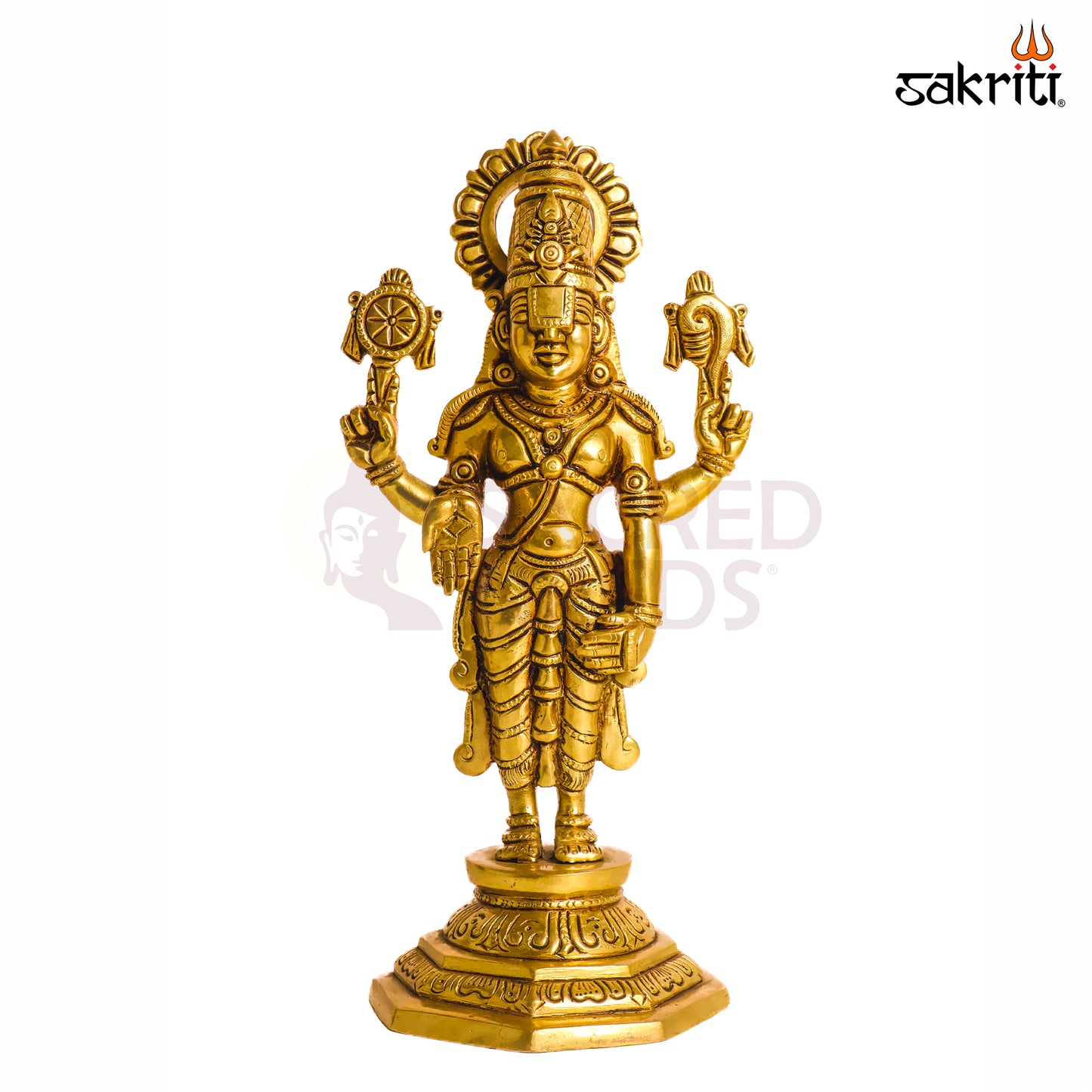 Sacred Needs Brass Balaji Idol – 11 Inch (27.9 cm) Height | Lord Venkateswara Statue for Temple, Pooja Room & Spiritual Home Décor