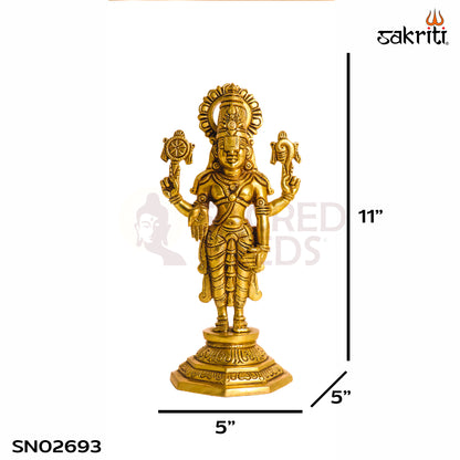 Sacred Needs Brass Balaji Idol – 11 Inch (27.9 cm) Height | Lord Venkateswara Statue for Temple, Pooja Room & Spiritual Home Décor