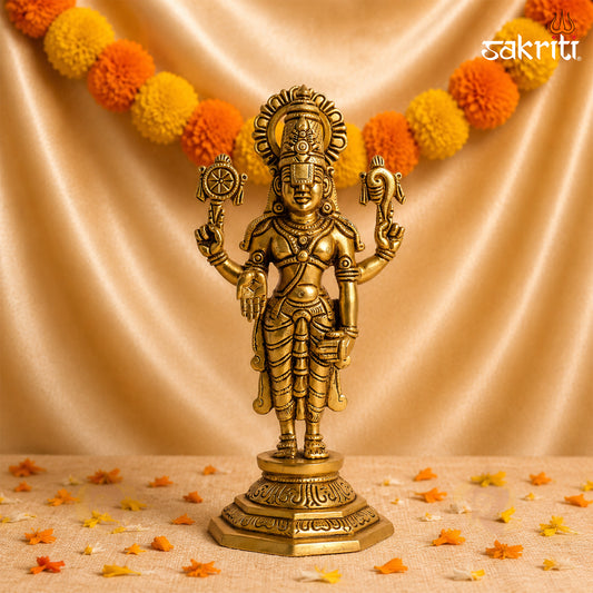 Sacred Needs Brass Balaji Idol – 11 Inch (27.9 cm) Height | Lord Venkateswara Statue for Temple, Pooja Room & Spiritual Home Décor