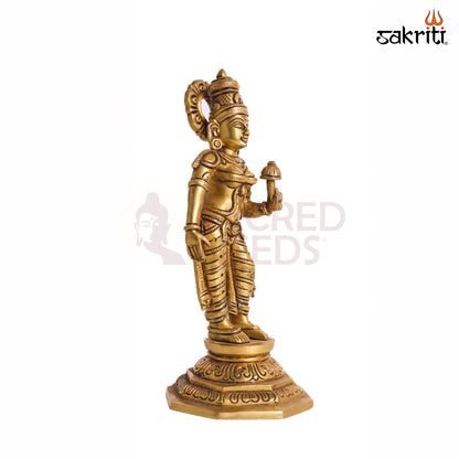Sacred Needs Brass Goddess Parvathy Idol – 10 Inch (25.4 cm) Height | Divine Parvati Statue for Pooja Room, Temple & Spiritual Home Décor