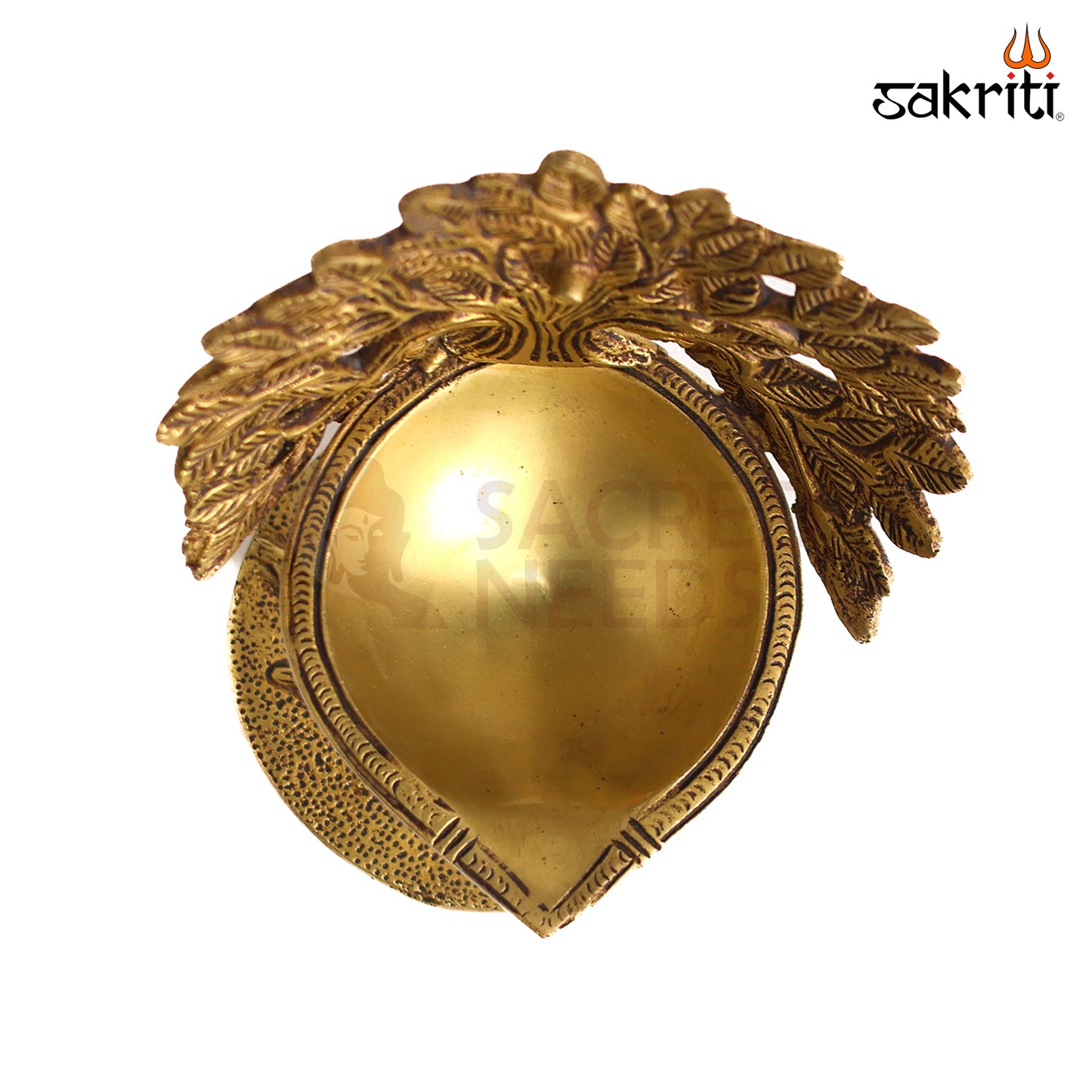Sacred Needs Brass Tree with Deepam Round Base – 6.9 Inch (17.5 cm) Height | Decorative Brass Tree Lamp for Pooja Room, Temple & Spiritual Home Décor