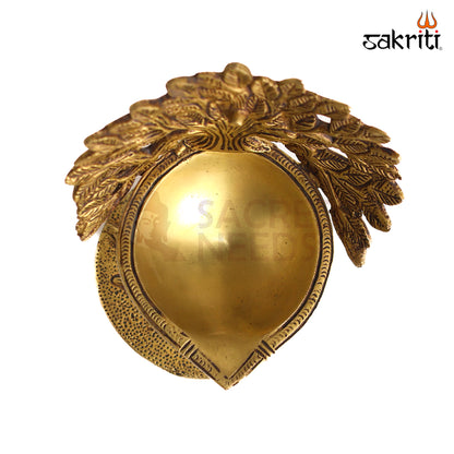 Sacred Needs Brass Tree with Deepam Round Base – 6.9 Inch (17.5 cm) Height | Decorative Brass Tree Lamp for Pooja Room, Temple & Spiritual Home Décor