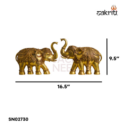 Brass Elephant Wall Mounted – 16.5 Inch Length Heavy Brass Wall Decor for Home Entrance, Living Room & Vastu