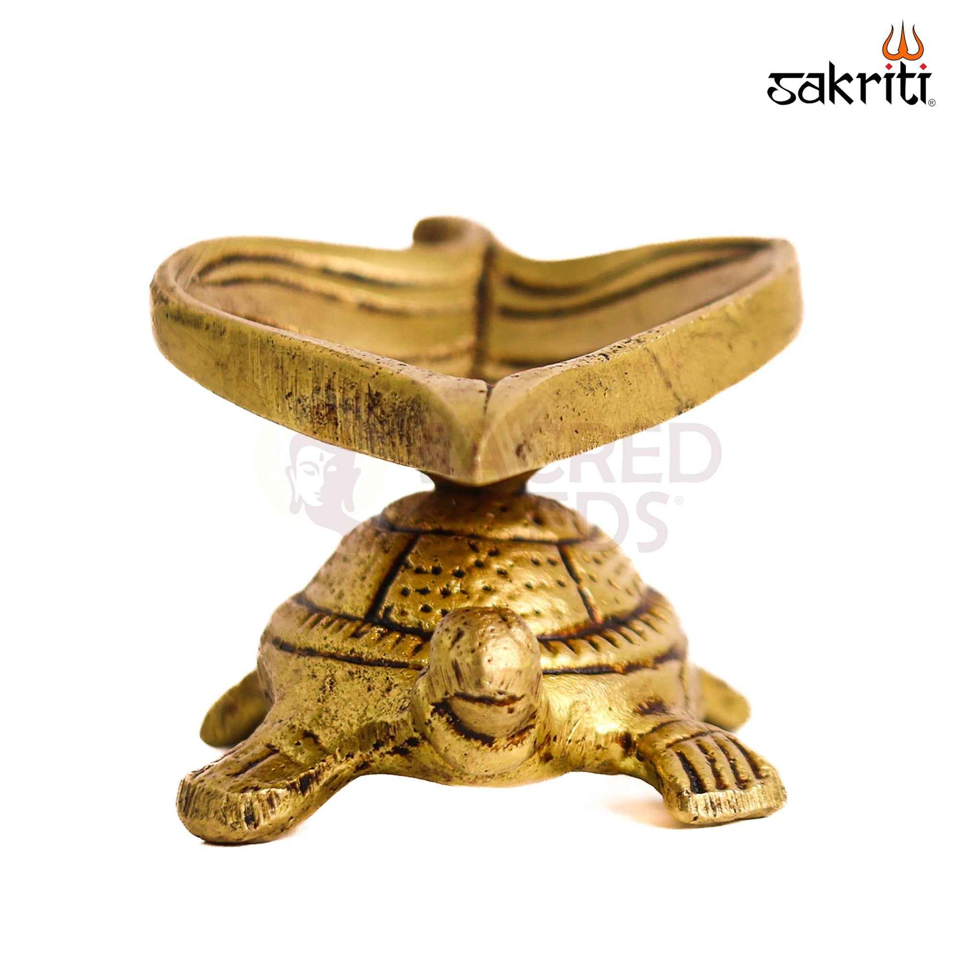 Sacred Needs Brass Tortoise Vilakku – 1.5 Inch (3.8 cm) Height | Traditional Brass Tortoise Oil Lamp for Pooja, Temple & Spiritual Home Décor