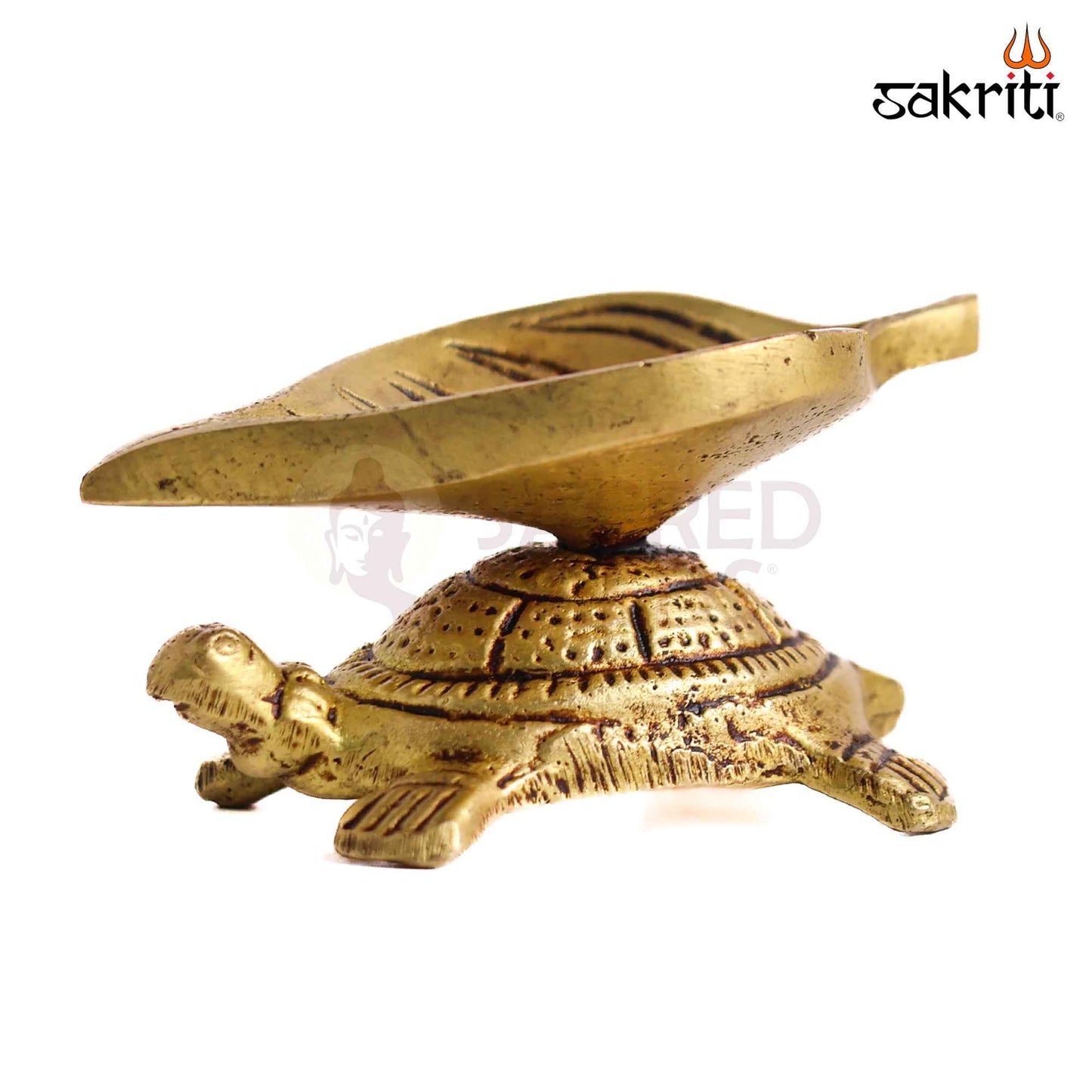 Sacred Needs Brass Tortoise Vilakku – 1.5 Inch (3.8 cm) Height | Traditional Brass Tortoise Oil Lamp for Pooja, Temple & Spiritual Home Décor