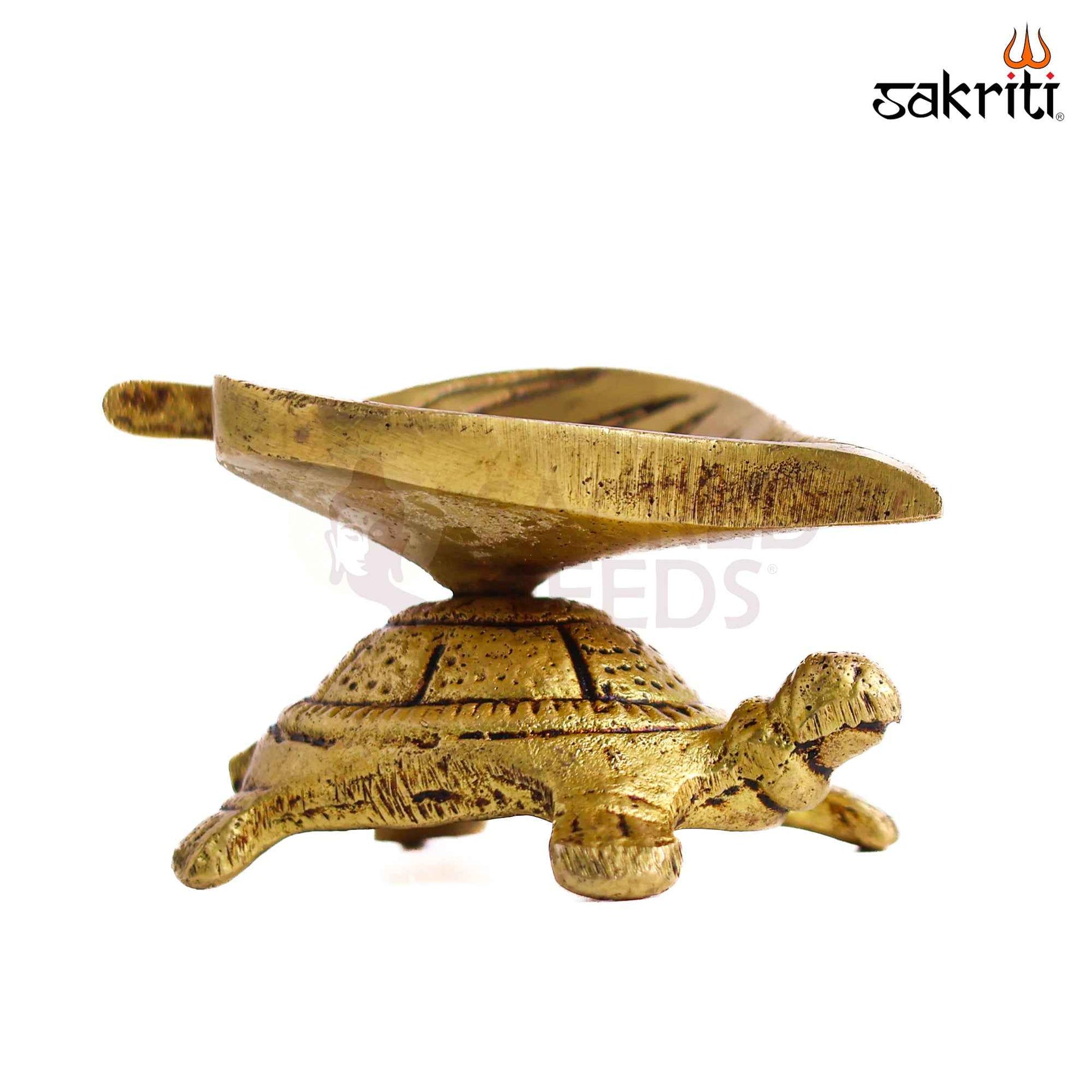 Sacred Needs Brass Tortoise Vilakku – 1.5 Inch (3.8 cm) Height | Traditional Brass Tortoise Oil Lamp for Pooja, Temple & Spiritual Home Décor