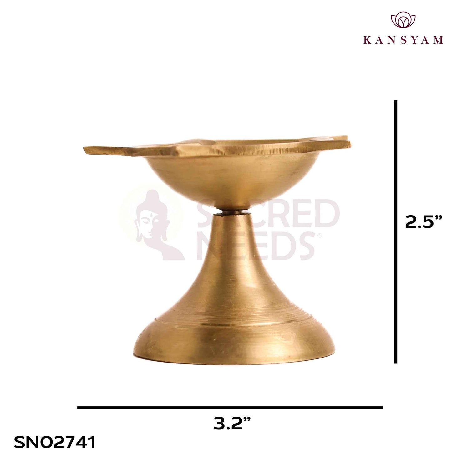 Sacred Needs Bronze 5 Face Deepam – 2.5 Inch (6.4 cm) Height | Traditional Panchamukhi Bronze Oil Lamp for Pooja, Temple & Spiritual Décor