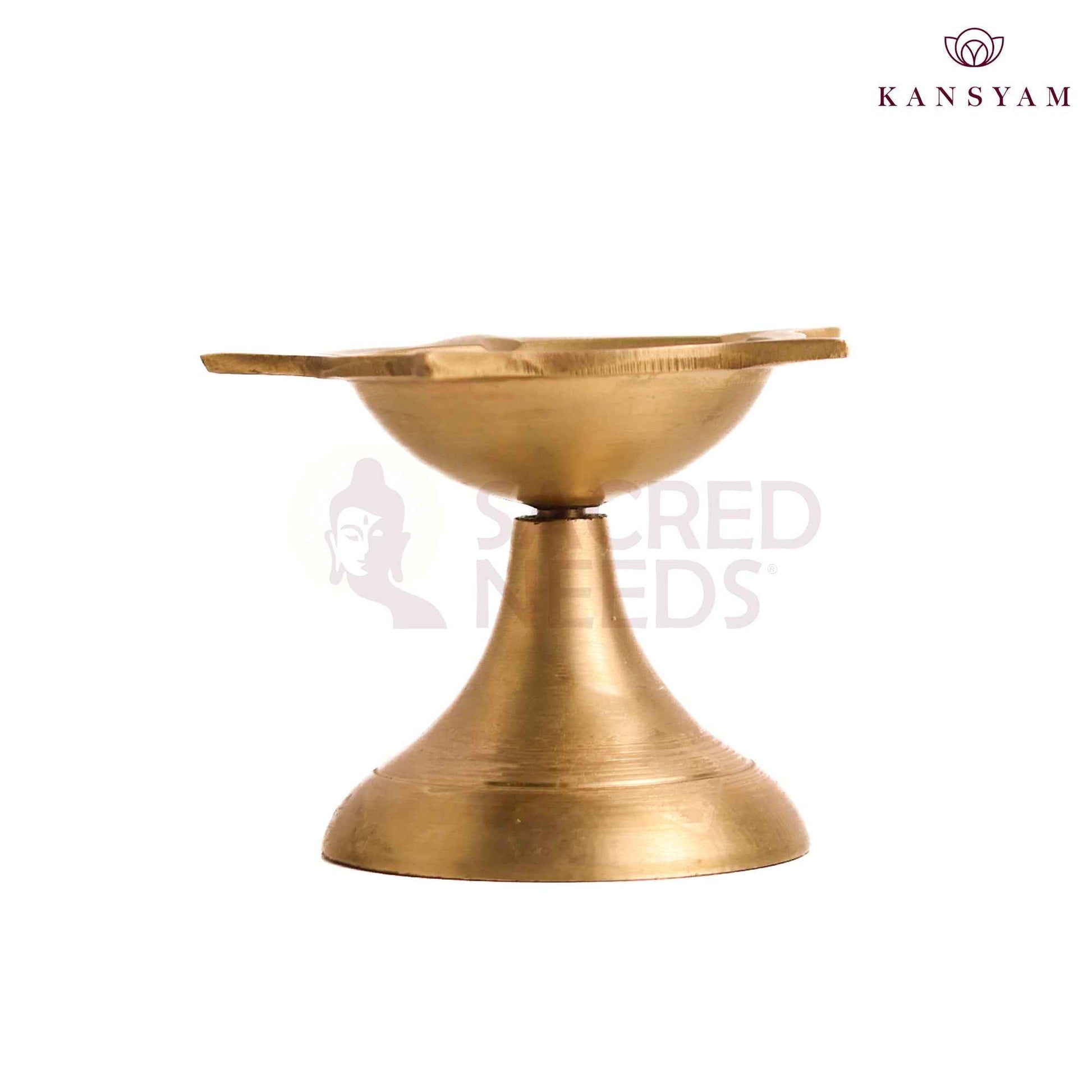 Sacred Needs Bronze 5 Face Deepam – 2.5 Inch (6.4 cm) Height | Traditional Panchamukhi Bronze Oil Lamp for Pooja, Temple & Spiritual Décor