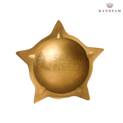 Sacred Needs Bronze 5 Face Deepam – 2.5 Inch (6.4 cm) Height | Traditional Panchamukhi Bronze Oil Lamp for Pooja, Temple & Spiritual Décor