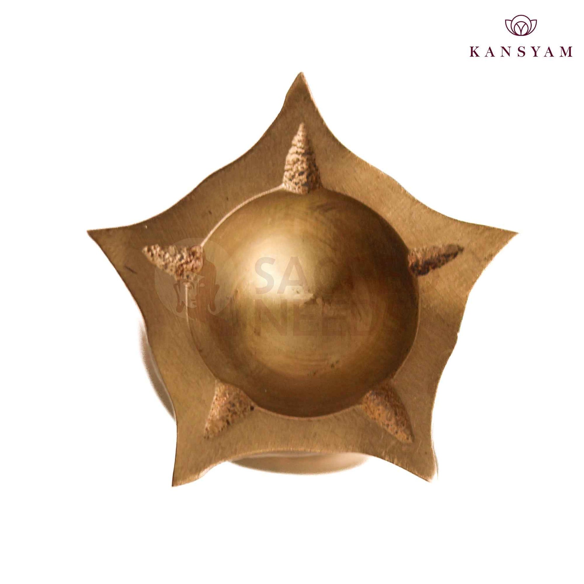 Sacred Needs Bronze 5 Face Deepam – 1.5 Inch (3.8 cm) Height | Traditional Panchamukhi Bronze Oil Lamp for Pooja, Temple & Spiritual Décor