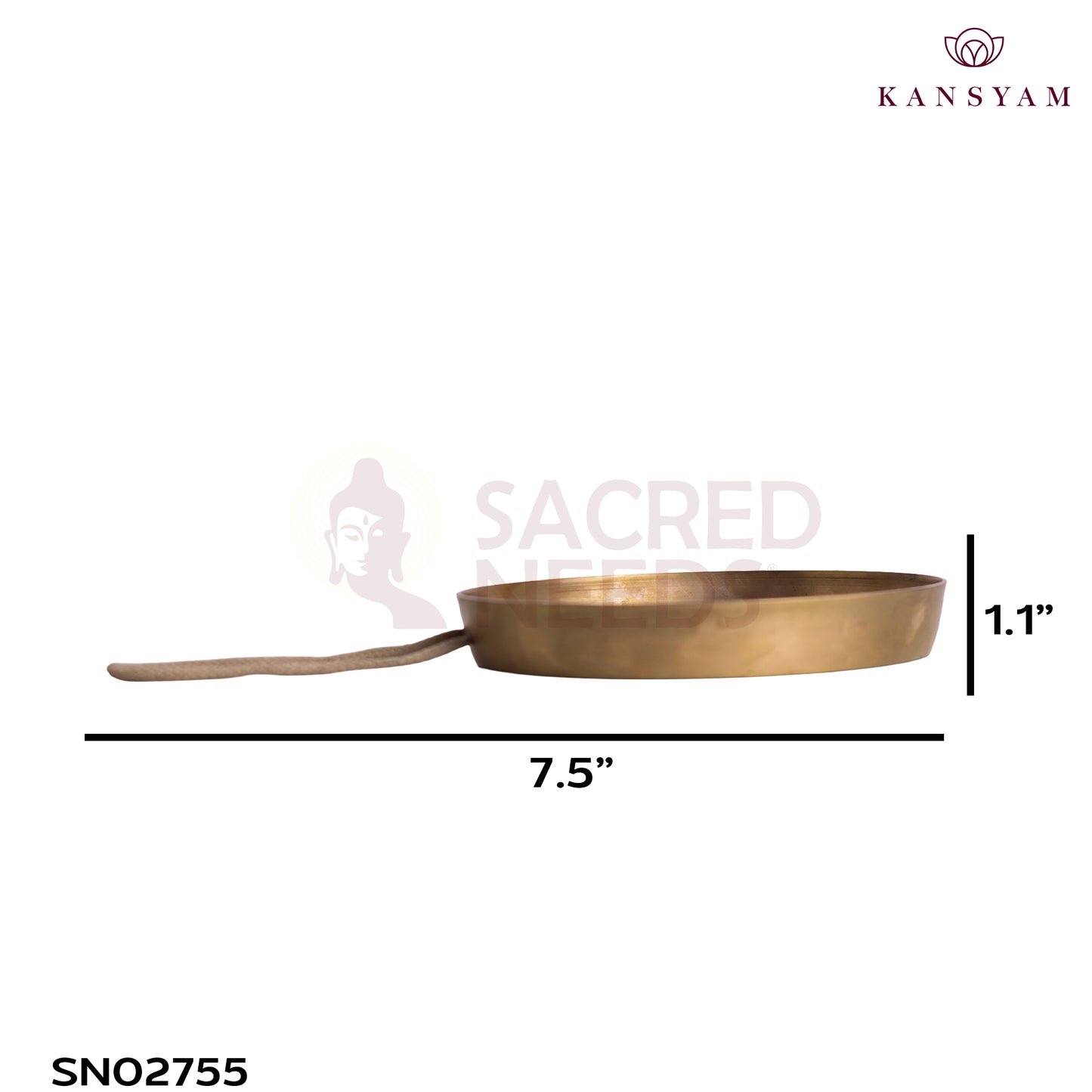 Sacred Needs Bronze Segandi Danka – 1.1 Inch (2.8 cm) Height | Traditional Bronze Temple Gong Instrument for Pooja, Rituals & Spiritual Ceremonies