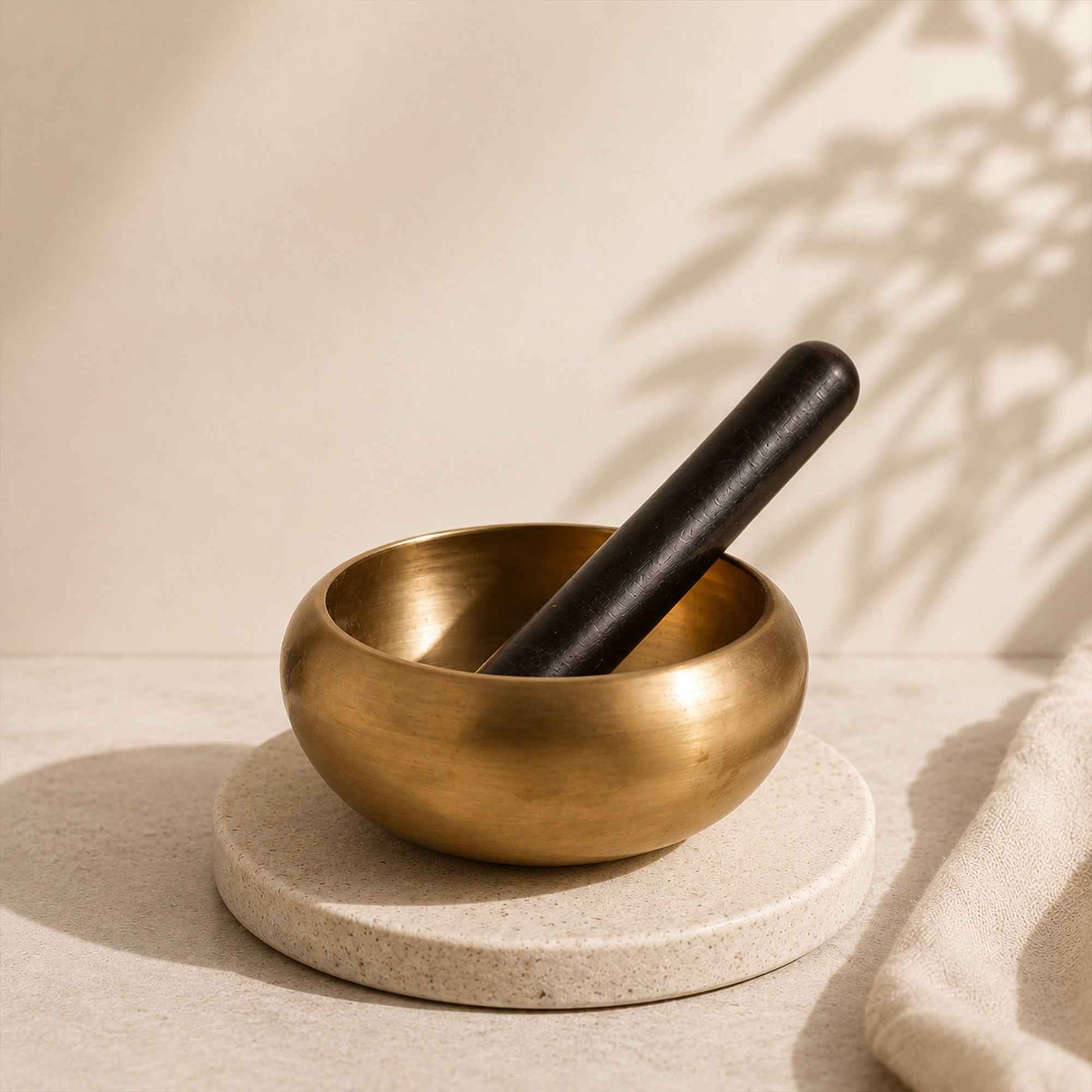 Sacred Needs Bronze Om Singing Bowl with Wooden Stick – 3 Inch (7.6 cm) Height | Meditation Sound Bowl for Yoga, Healing, Mindfulness & Spiritual Practices