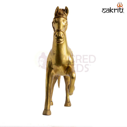 Sacred Needs Brass Horse Statue – 12.2 Inch (31 cm) Height | Decorative Brass Horse Figurine for Home Décor, Office, Vastu & Luxury Interiors