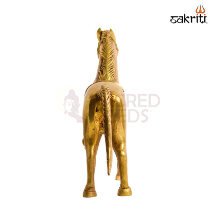 Sacred Needs Brass Horse Statue – 12.2 Inch (31 cm) Height | Decorative Brass Horse Figurine for Home Décor, Office, Vastu & Luxury Interiors