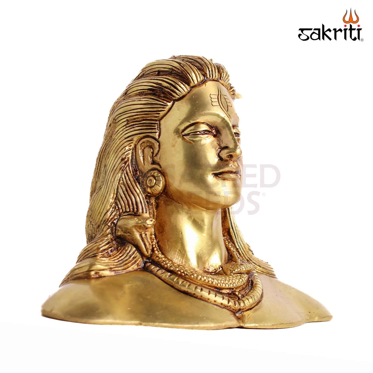 Sacred Needs Brass Adiyogi Shiva Idol – 4.3 Inch (10.9 cm) Height | Lord Shiva Adiyogi Statue for Meditation, Yoga, Home Temple & Spiritual Décor