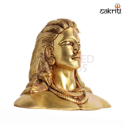 Sacred Needs Brass Adiyogi Shiva Idol – 4.3 Inch (10.9 cm) Height | Lord Shiva Adiyogi Statue for Meditation, Yoga, Home Temple & Spiritual Décor