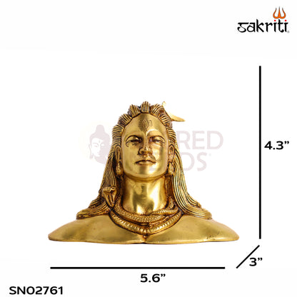 Sacred Needs Brass Adiyogi Shiva Idol – 4.3 Inch (10.9 cm) Height | Lord Shiva Adiyogi Statue for Meditation, Yoga, Home Temple & Spiritual Décor