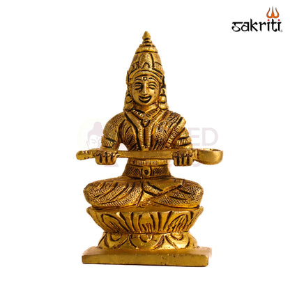 Sacred Needs Brass Annapoorani Idol – 4.1 Inch (10.4 cm) Height | Goddess Annapurna Statue for Pooja Room, Kitchen, Temple & Prosperity Décor
