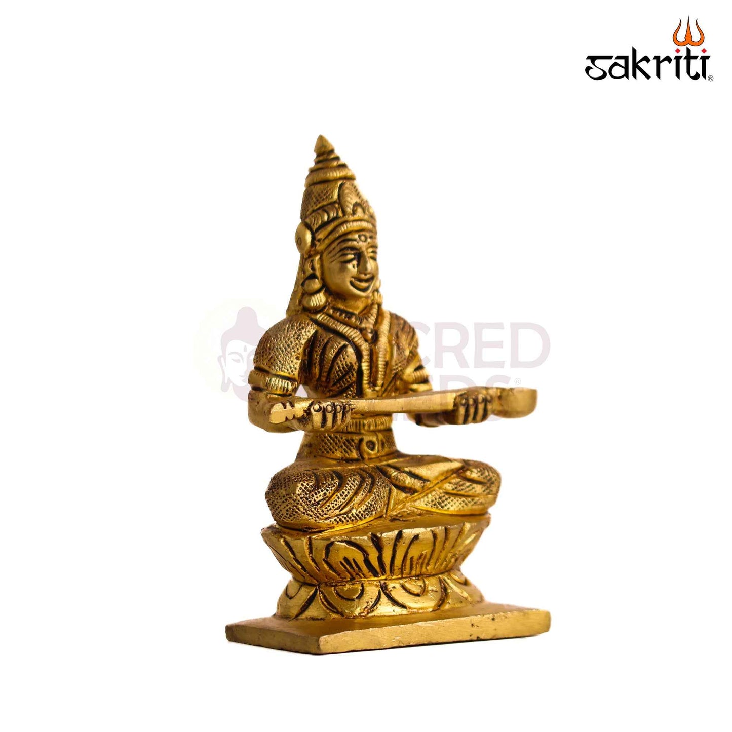 Sacred Needs Brass Annapoorani Idol – 4.1 Inch (10.4 cm) Height | Goddess Annapurna Statue for Pooja Room, Kitchen, Temple & Prosperity Décor