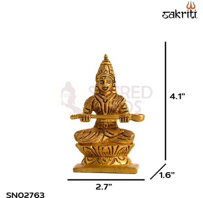 Sacred Needs Brass Annapoorani Idol – 4.1 Inch (10.4 cm) Height | Goddess Annapurna Statue for Pooja Room, Kitchen, Temple & Prosperity Décor