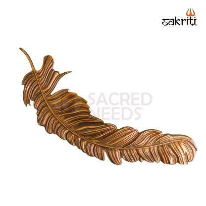 Brass Feather Wall Mounted – 28.5 Inch Length Heavy Brass Wall Decor for Living Room, Home Entrance & Vastu