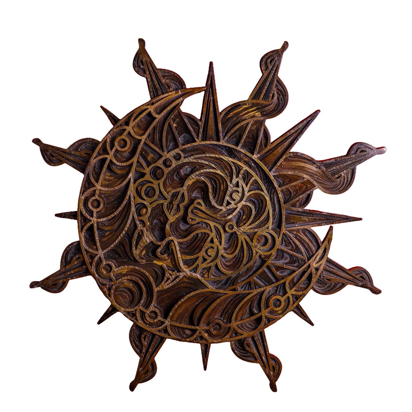 Brass Sun Wall Mounted – 17.5 Inch Height Black Finish Brass Wall Decor for Home Entrance, Living Room & Vastu