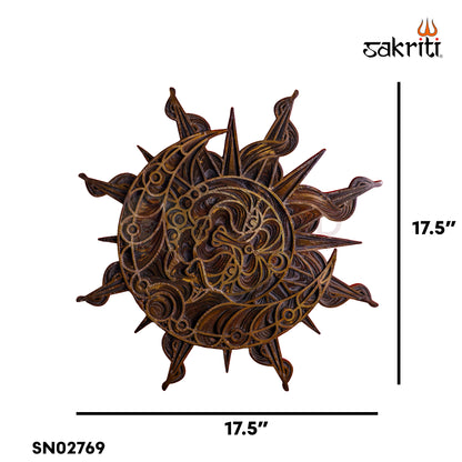 Brass Sun Wall Mounted – 17.5 Inch Height Black Finish Brass Wall Decor for Home Entrance, Living Room & Vastu