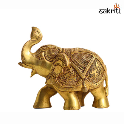 Sacred Needs Brass Elephant Statue – 7 Inch (17.8 cm) Height | Decorative Brass Elephant Idol for Home Décor, Entrance, Office & Vastu Display