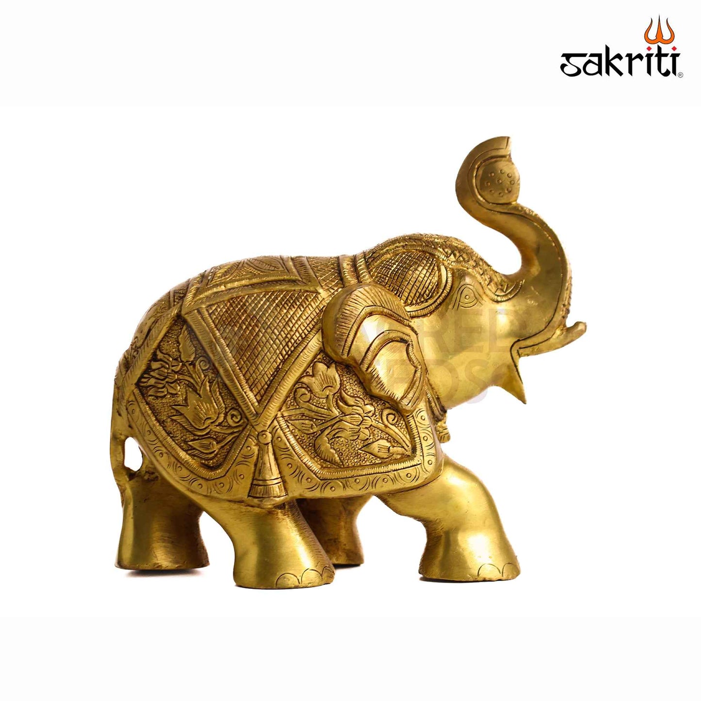 Sacred Needs Brass Elephant Statue – 7 Inch (17.8 cm) Height | Decorative Brass Elephant Idol for Home Décor, Entrance, Office & Vastu Display