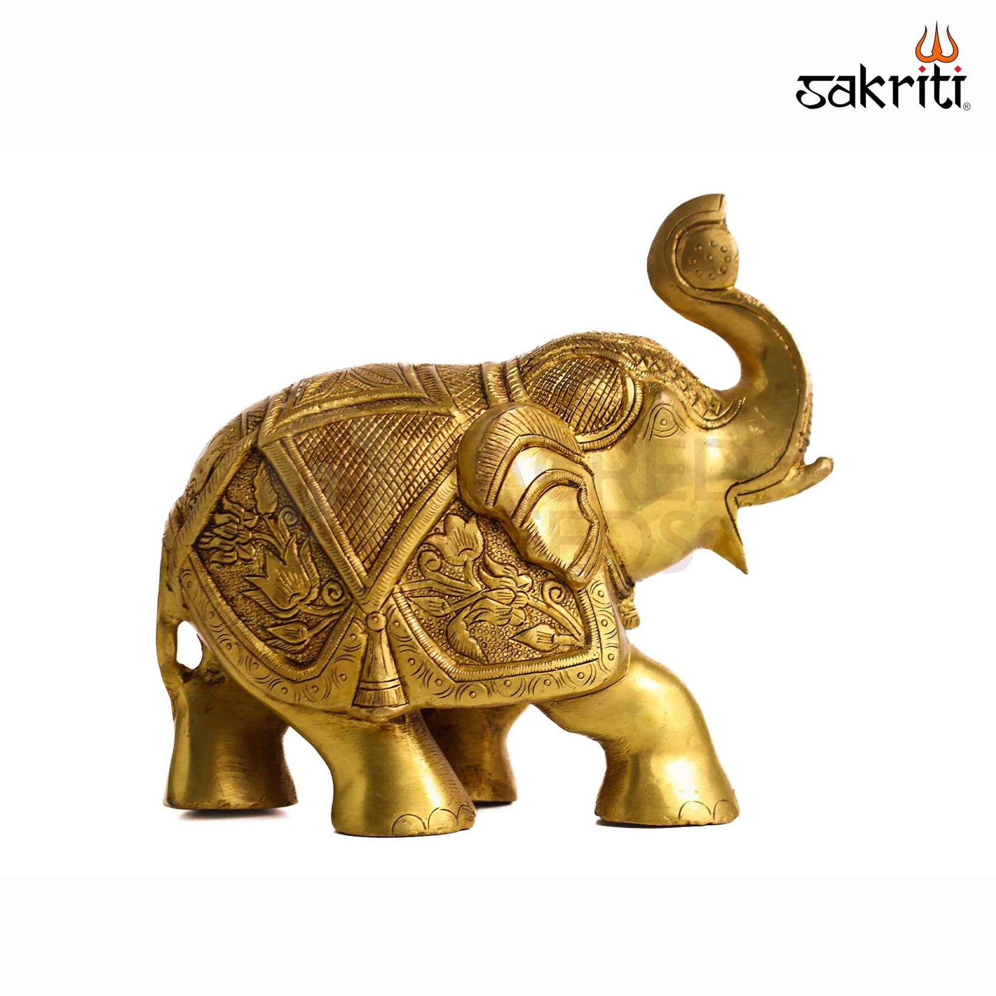 Sacred Needs Brass Elephant Statue – 7 Inch (17.8 cm) Height | Decorative Brass Elephant Idol for Home Décor, Entrance, Office & Vastu Display