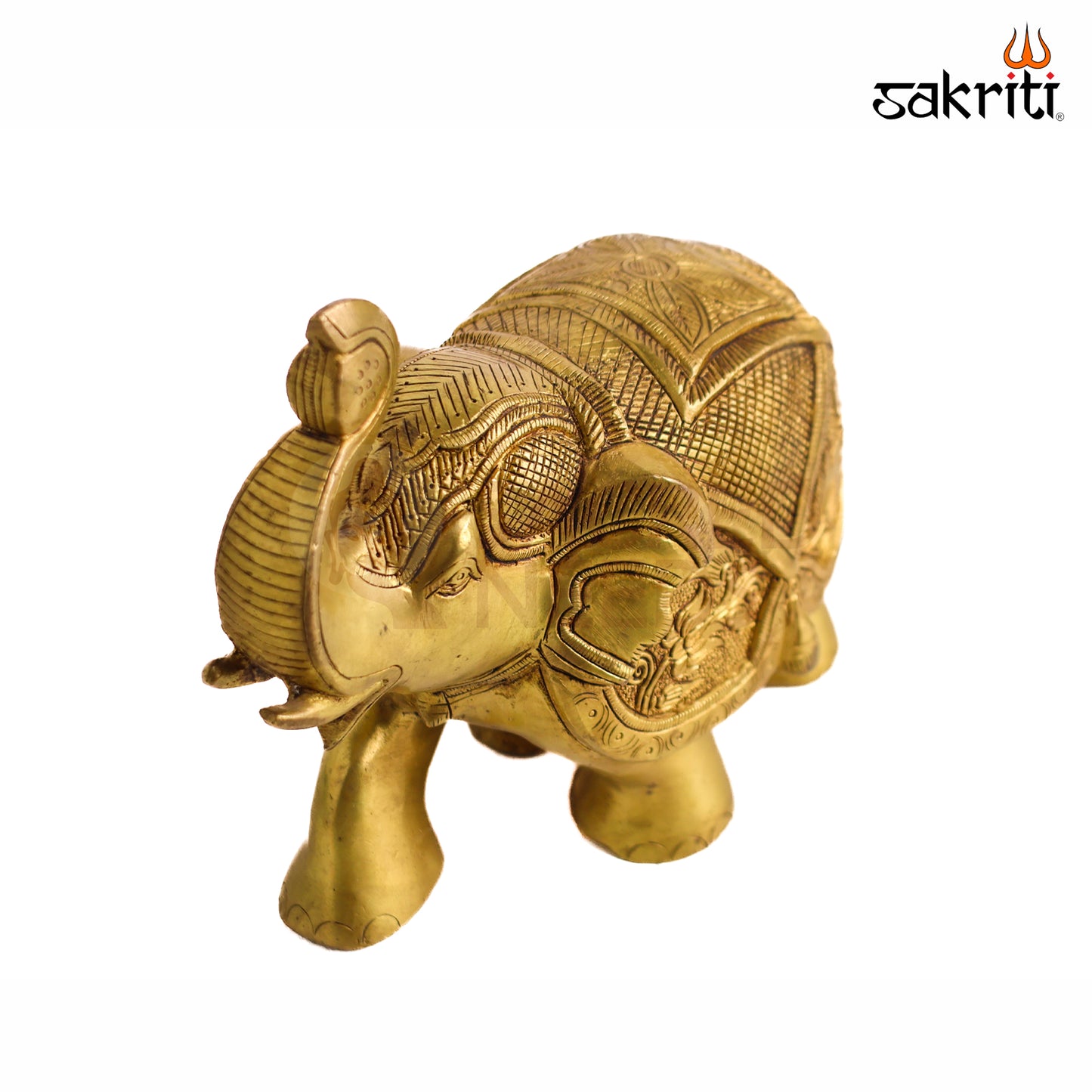 Sacred Needs Brass Elephant Statue – 7 Inch (17.8 cm) Height | Decorative Brass Elephant Idol for Home Décor, Entrance, Office & Vastu Display