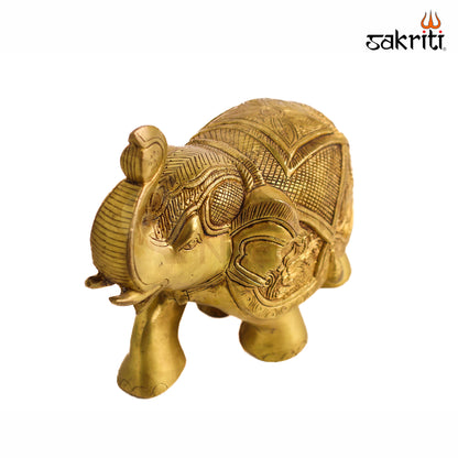 Sacred Needs Brass Elephant Statue – 7 Inch (17.8 cm) Height | Decorative Brass Elephant Idol for Home Décor, Entrance, Office & Vastu Display