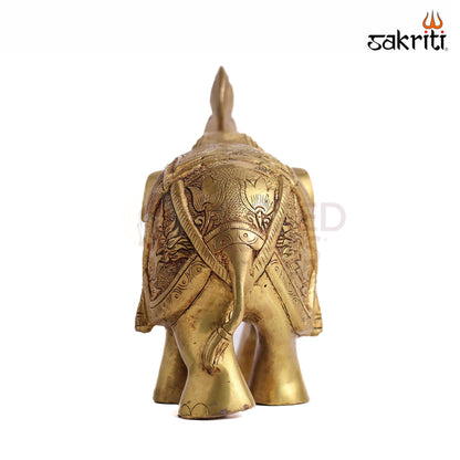 Sacred Needs Brass Elephant Statue – 7 Inch (17.8 cm) Height | Decorative Brass Elephant Idol for Home Décor, Entrance, Office & Vastu Display