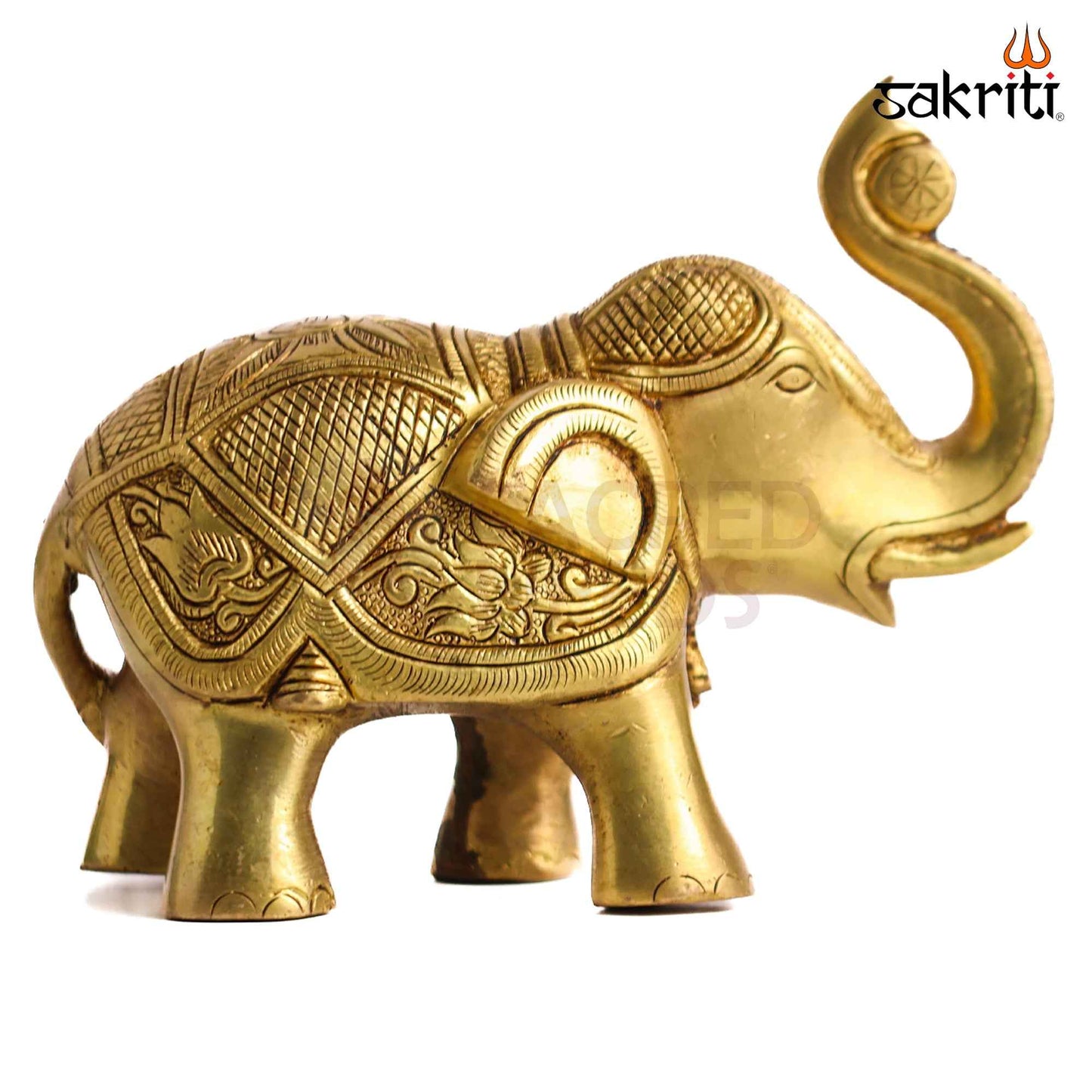 Sacred Needs Brass Elephant Statue – 5 Inch (12.7 cm) Height | Decorative Brass Elephant Idol for Home Décor, Entrance, Office & Vastu Gift