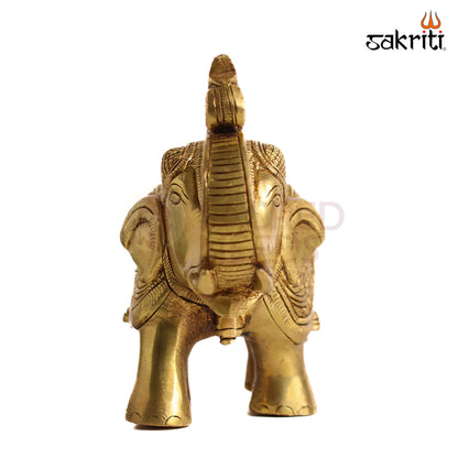 Sacred Needs Brass Elephant Statue – 5 Inch (12.7 cm) Height | Decorative Brass Elephant Idol for Home Décor, Entrance, Office & Vastu Gift
