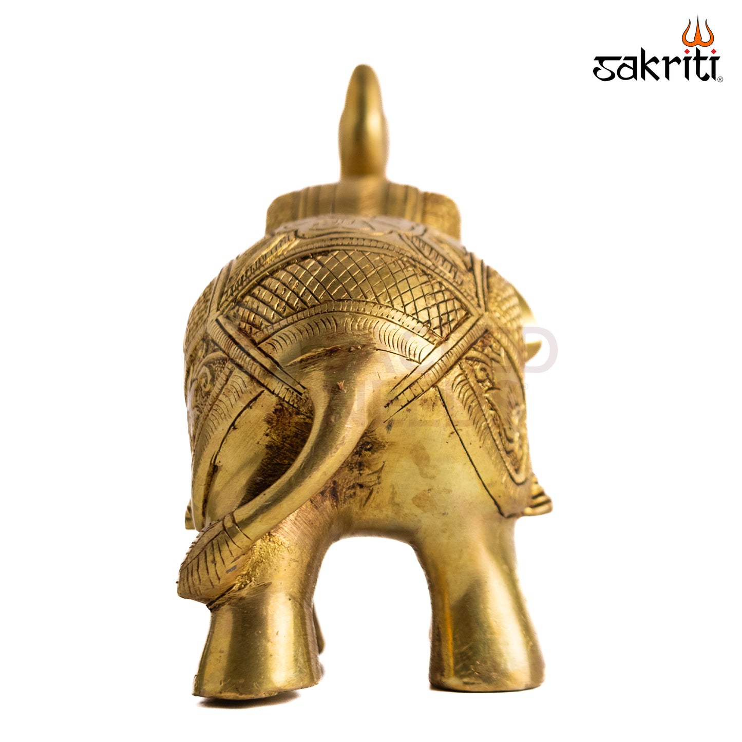 Sacred Needs Brass Elephant Statue – 5 Inch (12.7 cm) Height | Decorative Brass Elephant Idol for Home Décor, Entrance, Office & Vastu Gift