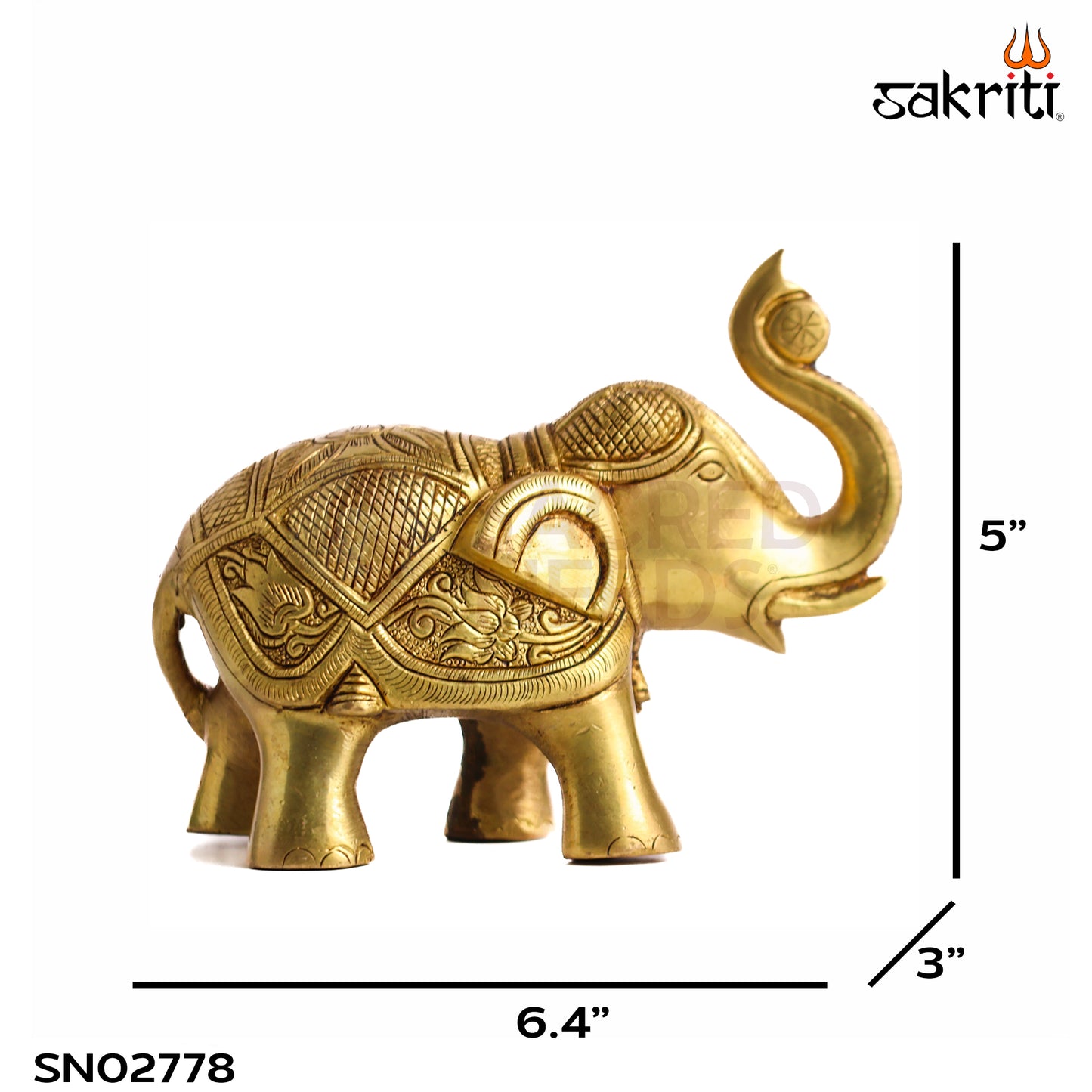 Sacred Needs Brass Elephant Statue – 5 Inch (12.7 cm) Height | Decorative Brass Elephant Idol for Home Décor, Entrance, Office & Vastu Gift