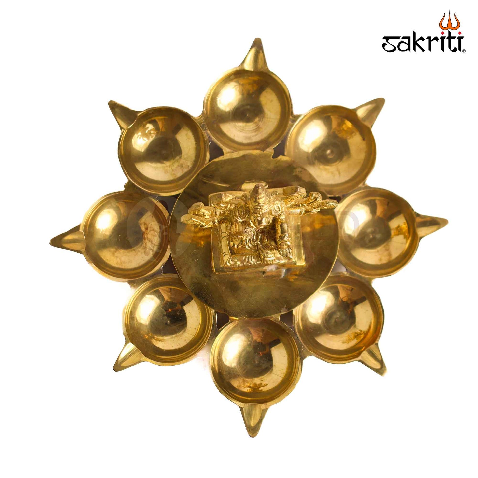 Sacred Needs Brass Varahi Vilakku with 8 Deepam – 4.2 Inch (10.7 cm) Height | Goddess Varahi Brass Oil Lamp for Pooja, Temple Rituals & Shakti Worship