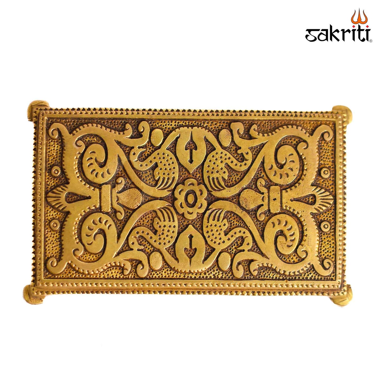 Sacred Needs Brass Rectangle Table – 0.8 Inch (2 cm) Height | Decorative Brass Display Stand for Idols, Diyas, Pooja Items & Home Décor