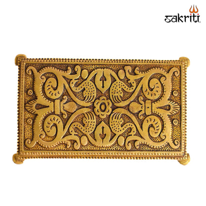 Sacred Needs Brass Rectangle Table – 0.8 Inch (2 cm) Height | Decorative Brass Display Stand for Idols, Diyas, Pooja Items & Home Décor