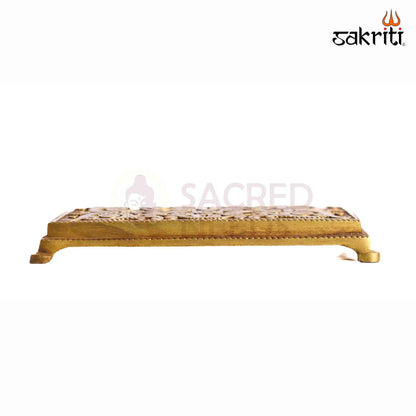 Sacred Needs Brass Rectangle Table – 0.8 Inch (2 cm) Height | Decorative Brass Display Stand for Idols, Diyas, Pooja Items & Home Décor
