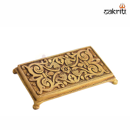Sacred Needs Brass Rectangle Table – 0.8 Inch (2 cm) Height | Decorative Brass Display Stand for Idols, Diyas, Pooja Items & Home Décor